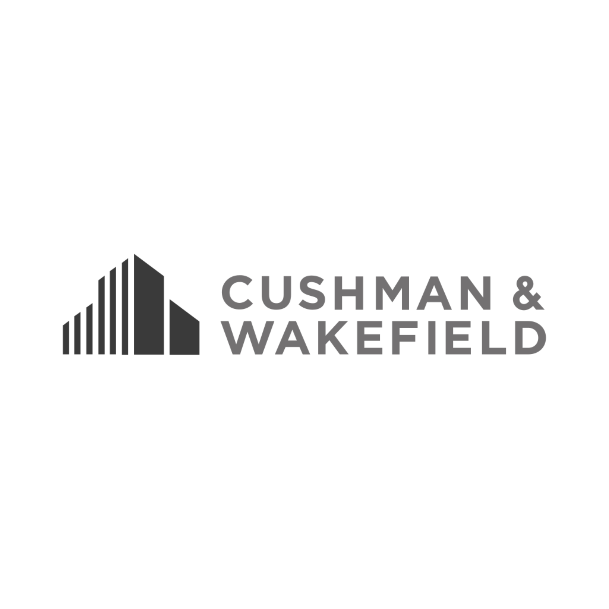 Cushman & Wakefield logo in black and white with stylized building graphic