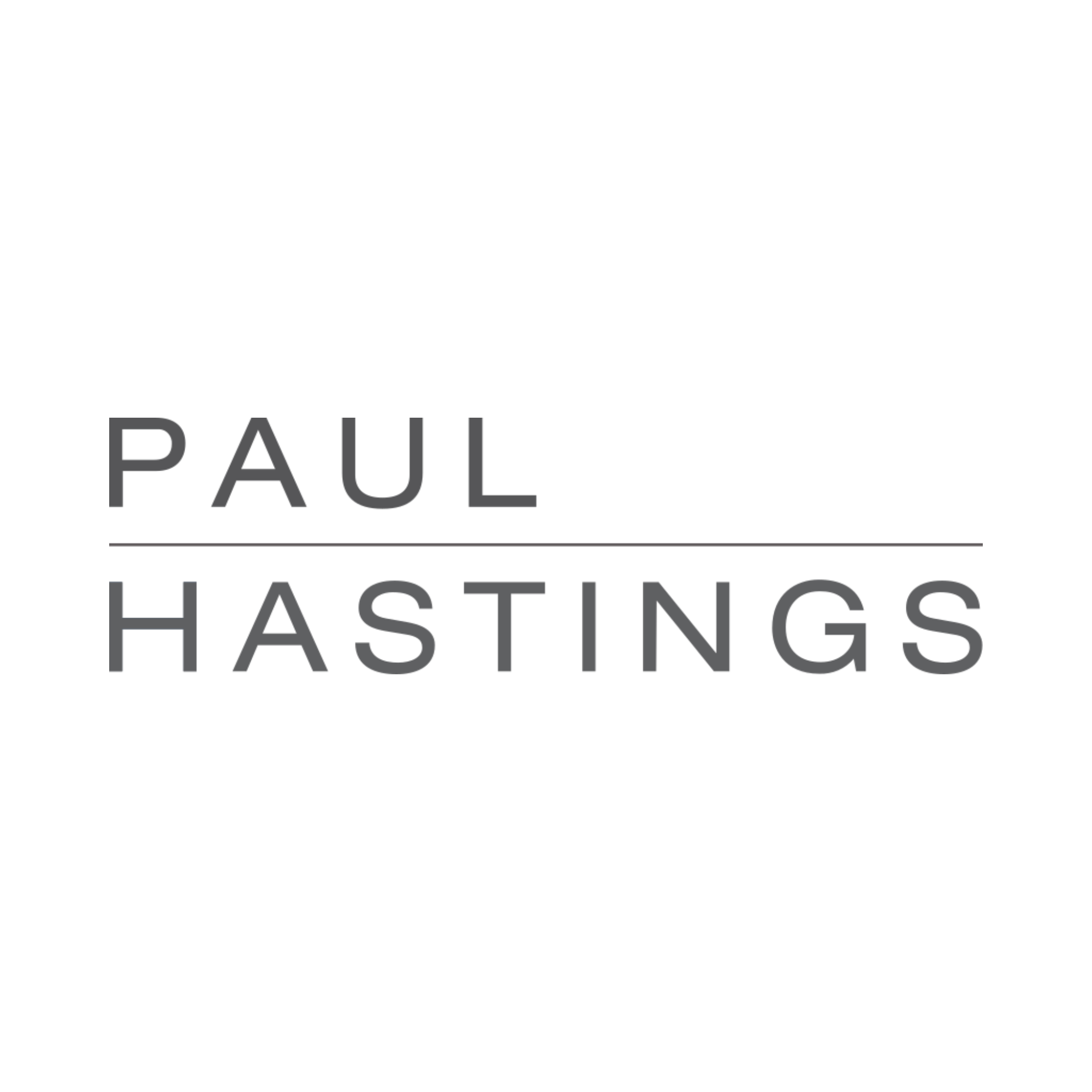 Logo with the text 'PAUL HASTINGS' in black, modern font, separated by a thin line.